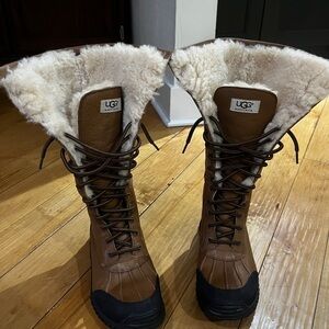 UGG Brown Winter & Rain Boots with Fur Lining and Tall Design